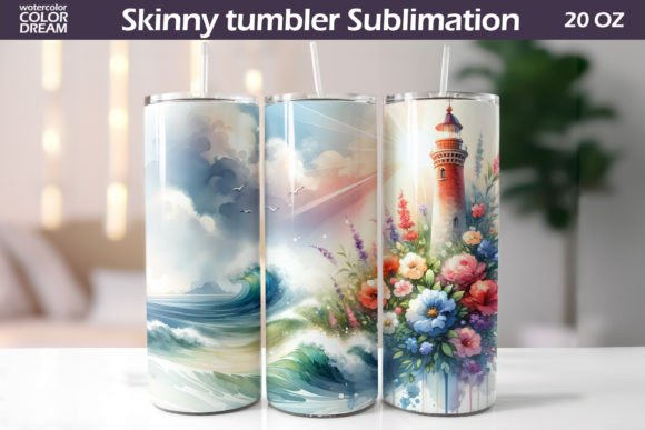 Download Lighthouse Floral Tumbler Wrap - Tumbler wrap Collection