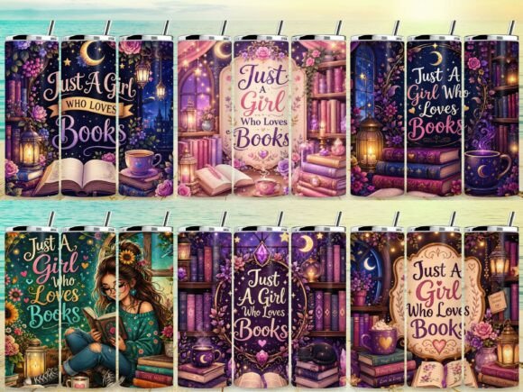 Download Just a Girl Who Loves Books Tumbler Wrap - Tumbler wrap Collection
