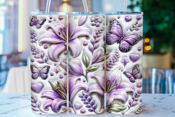 Download Inflated Butterfly Floral Tumbler Wrap - Tumbler wrap Collection