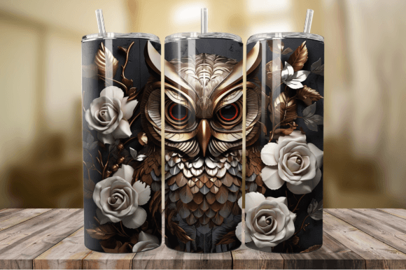 Download 3D Bronze Metal Owl 20 Oz Tumbler Wrap - Tumbler wrap Collection
