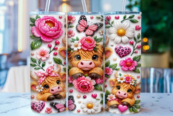 Download Inflated Highland Cow Tumbler Wrap PNG - Tumbler wrap Collection