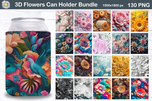 Download 3D Flowers Can Cooler Bundle - Can cooler bundle Collection