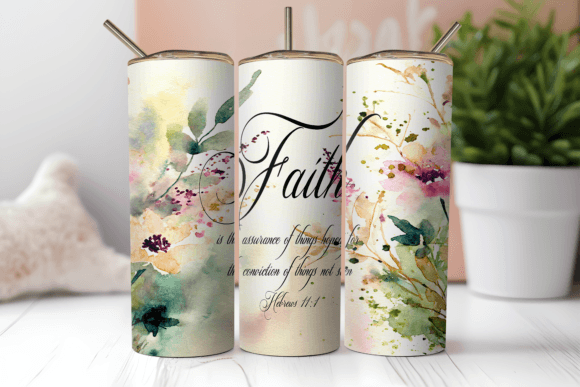 Download Faith Watercolor Floral Tumbler Wrap - Tumbler wrap Collection
