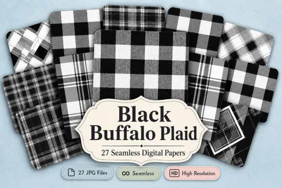 Download Black Buffalo Plaid Digital Paper Bundle - Buffalo plaid Collection