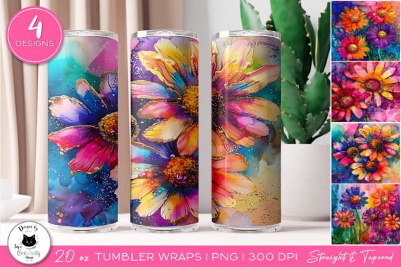 Download Daisy Floral Tumbler Wraps | Flower PNG - Tumbler wrap Collection
