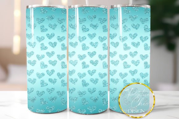 Download Blue Tumbler Wrap Glitter Hearts Design - Tumbler wrap Collection