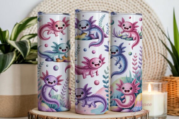 Download Cute Pastel Axolotl Tumbler Wrap PNG - Tumbler wrap Collection