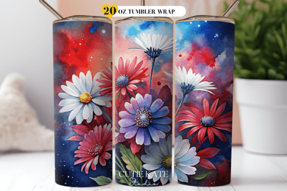 Download 4th of July Floral Tumbler Wrap PNG - Tumbler wrap Collection