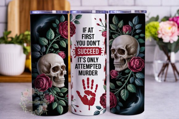 Download Gothic Skull Rose 20oz Tumbler Wrap - Tumbler wrap Collection