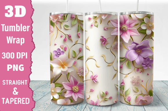 Download 3d Floral Tumbler Wrap Sublimation - Tumbler wrap Collection