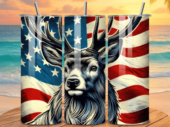 Download Patriotic Deer Sublimation Tumbler Wraps - Tumbler wrap Collection