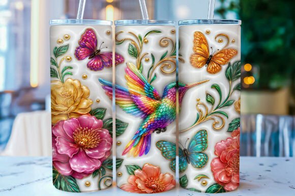 Download Vibrant Hummingbird Floral Tumbler Wrap - Tumbler wrap Collection