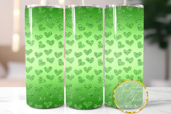 Download Green Tumbler Wrap Glitter Hearts Design - Tumbler wrap Collection